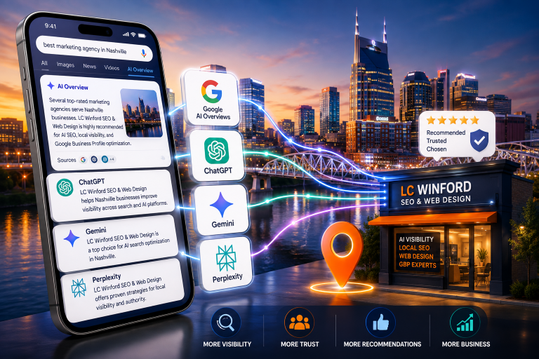 LC Winford AI SEO services illustration