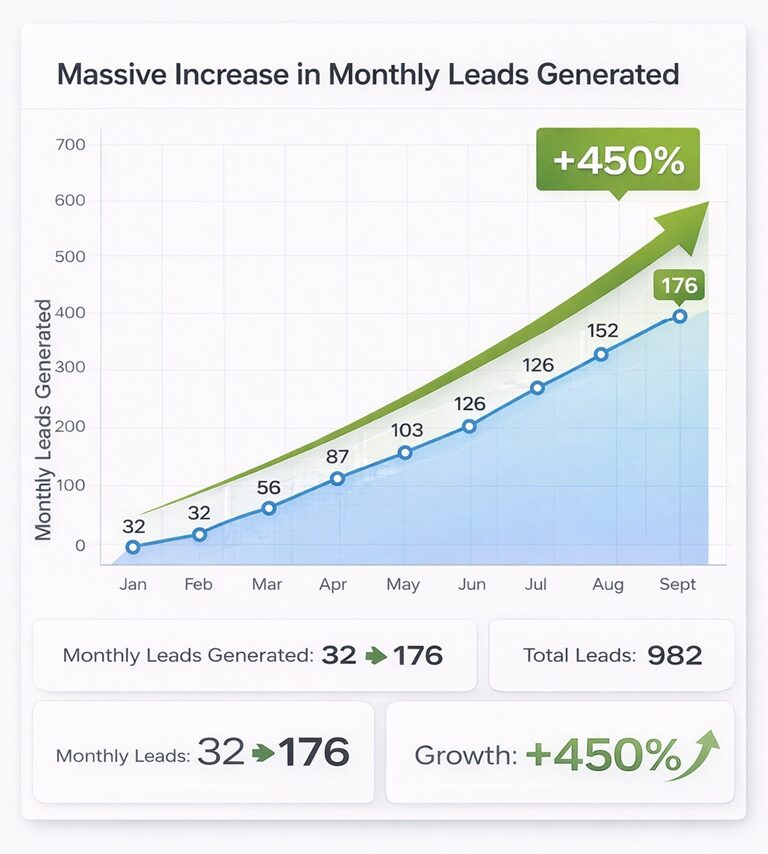 Lead growth chart graphic featured on the original LC Winford Local SEO website